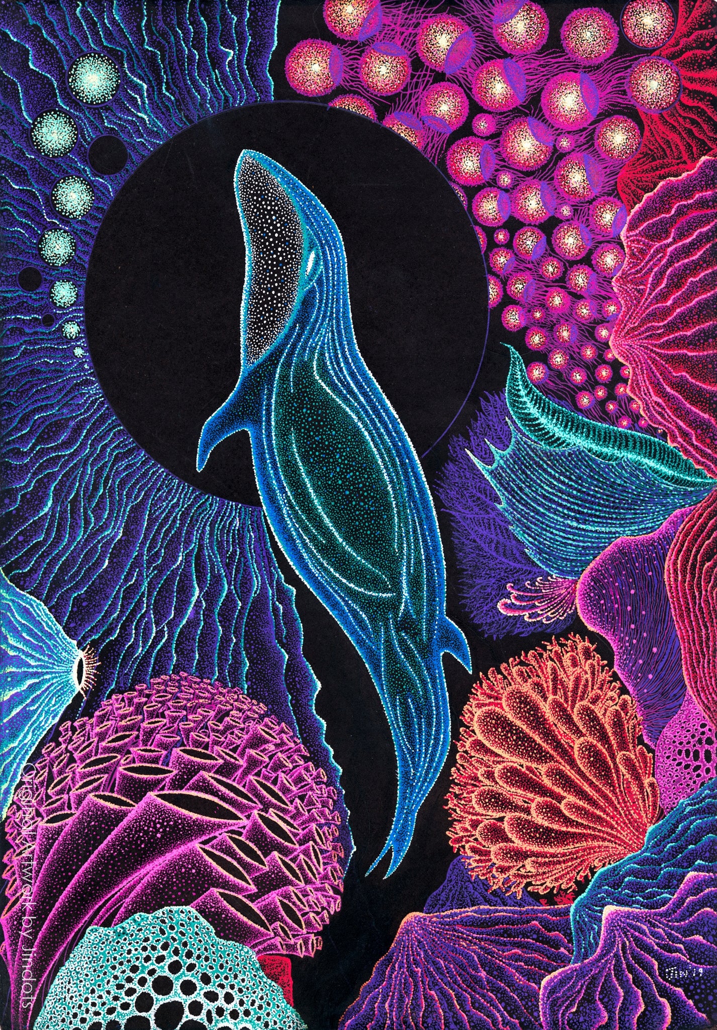 Celestial Whale, Jindots, pens on paper, 2019