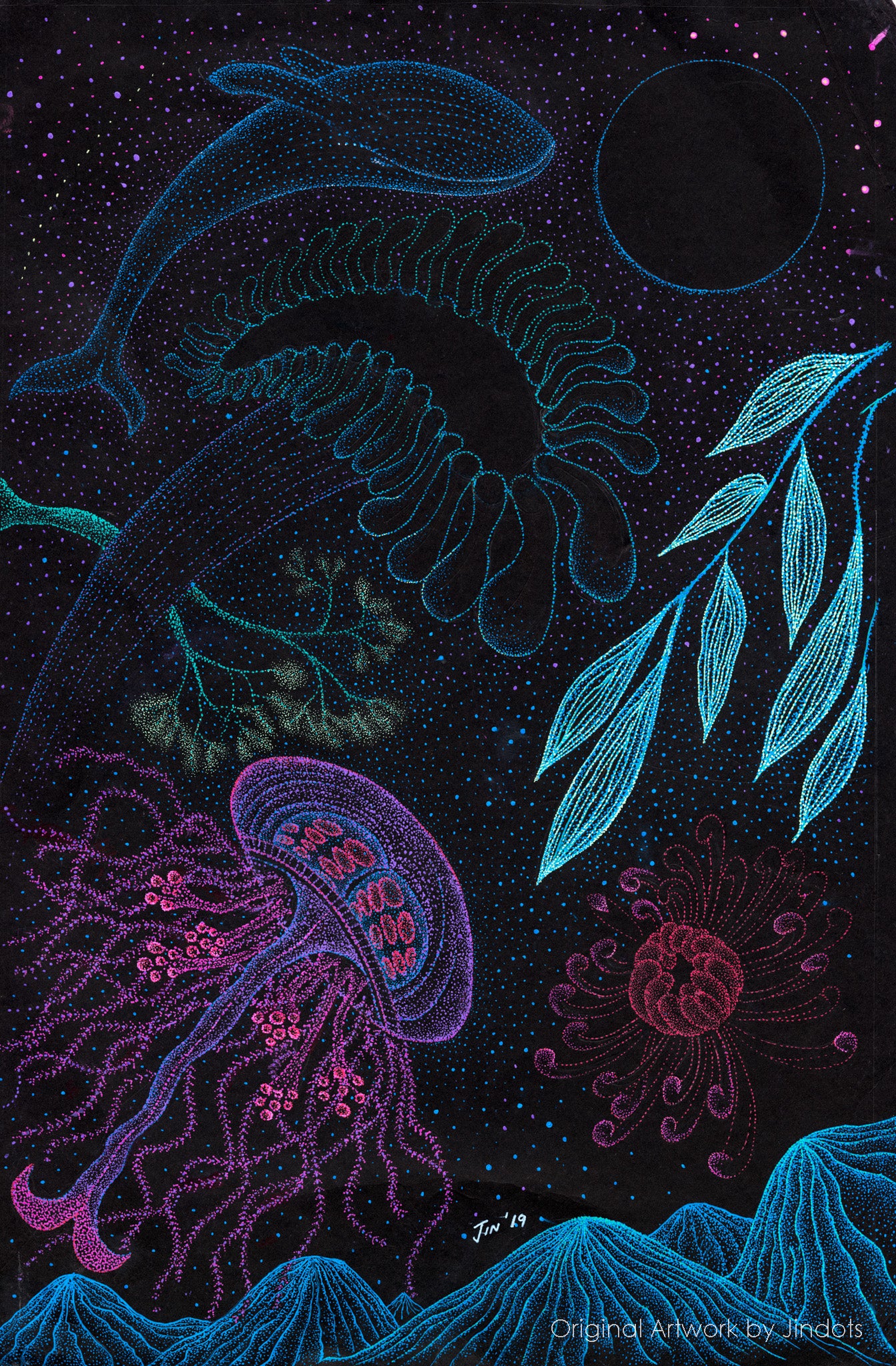 Seaflower, Jindots, pens on paper, 2019