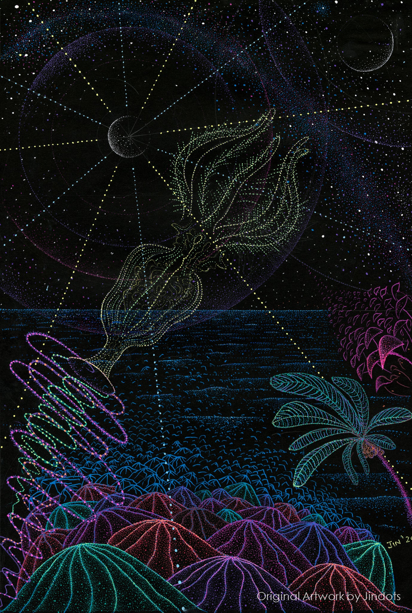 Underwater magicians, Jindots, pens on paper, 2020