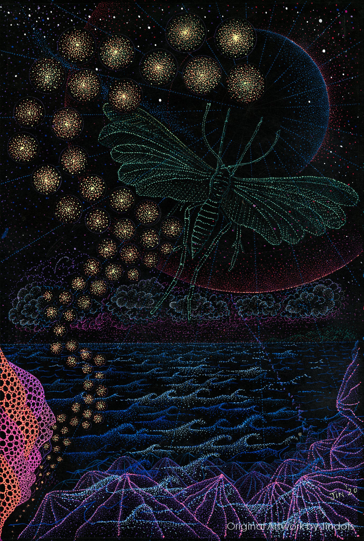 Cosmic Visions, Jindots, pens on paper, 2020