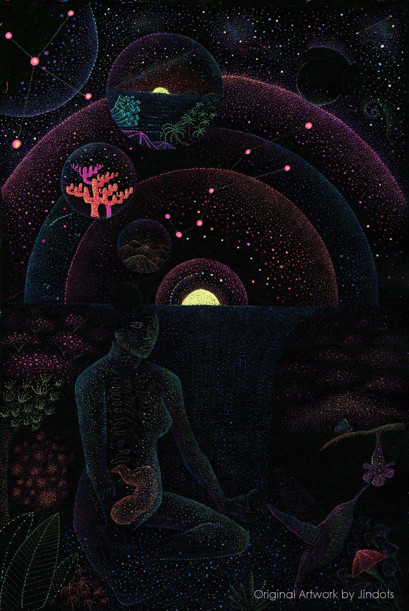 Birth, Jindots, pens on paper, 2022