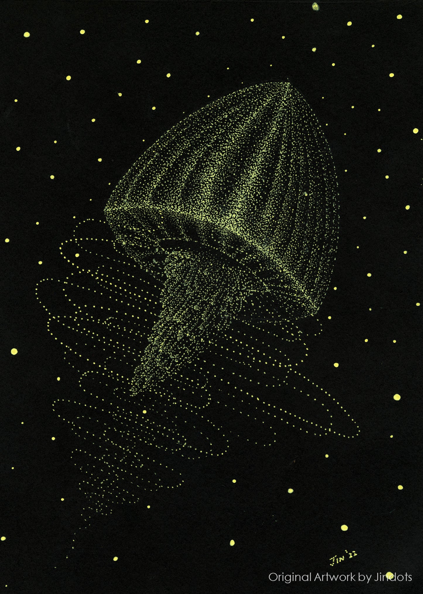 Jellyfish Tripping, Jindots, pens on paper, 2022