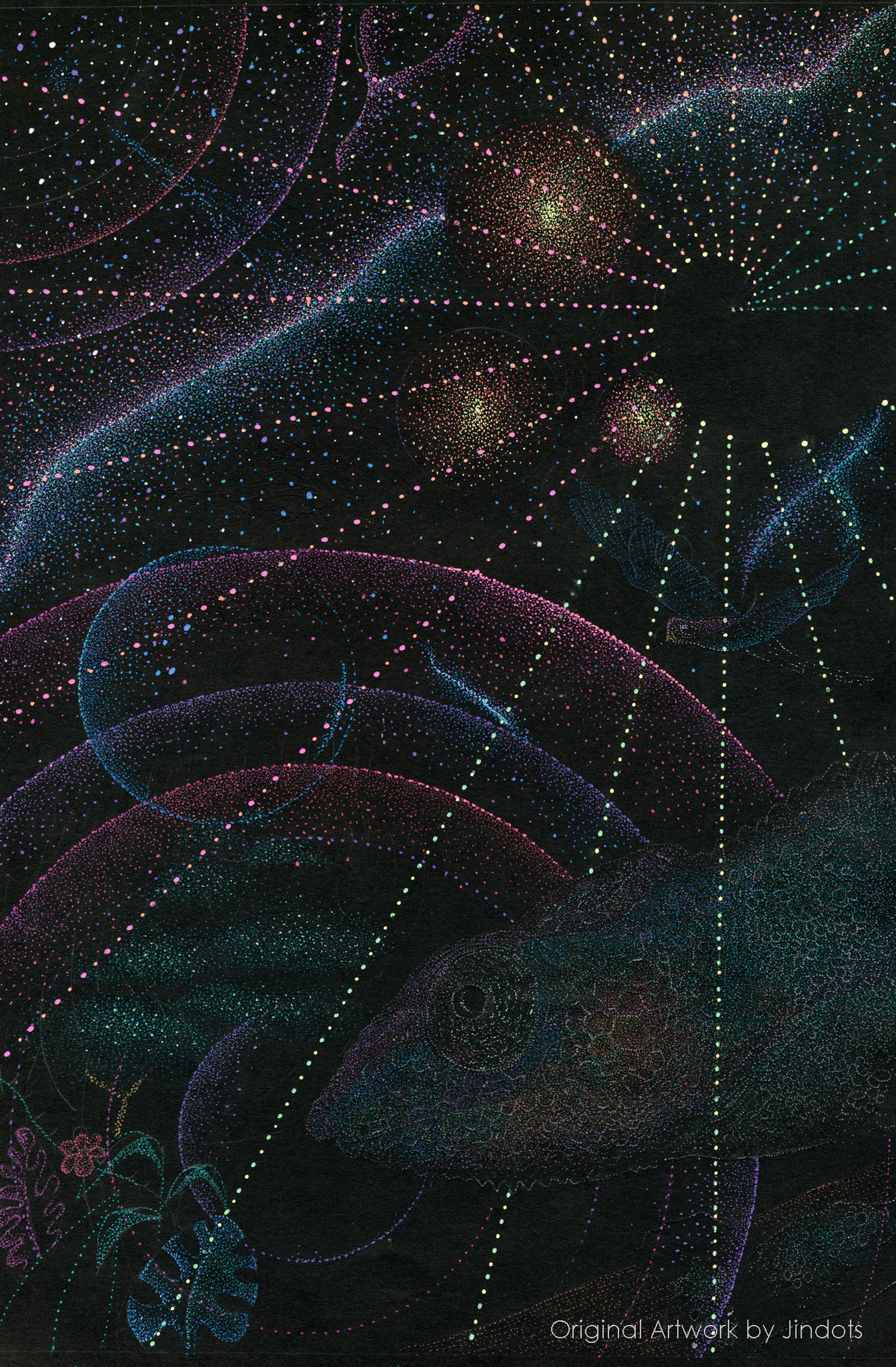 Adapt like a Chameleon, Jindots, pens on paper, 2022