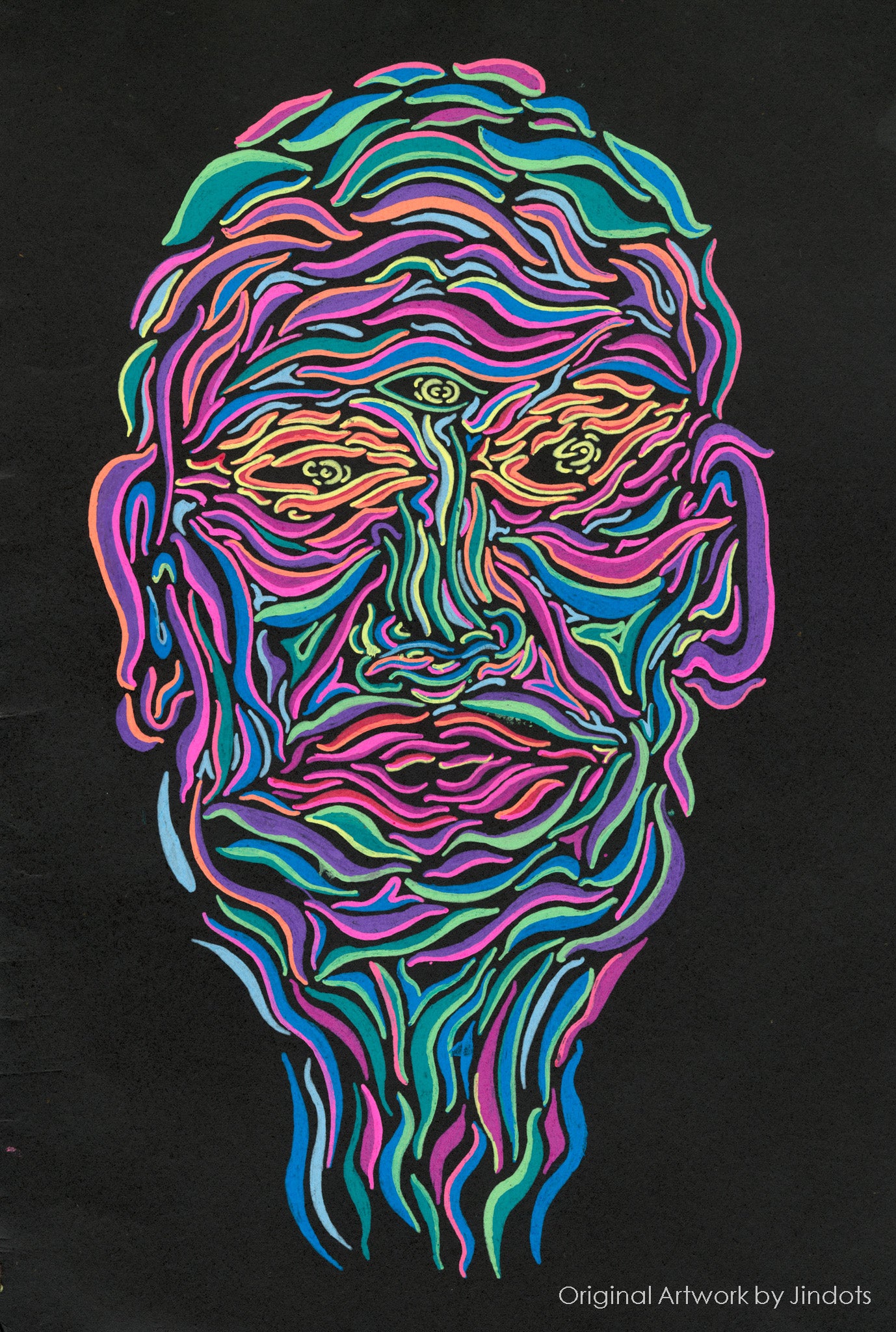 The dots melted, Jindots, pens on paper, 2022