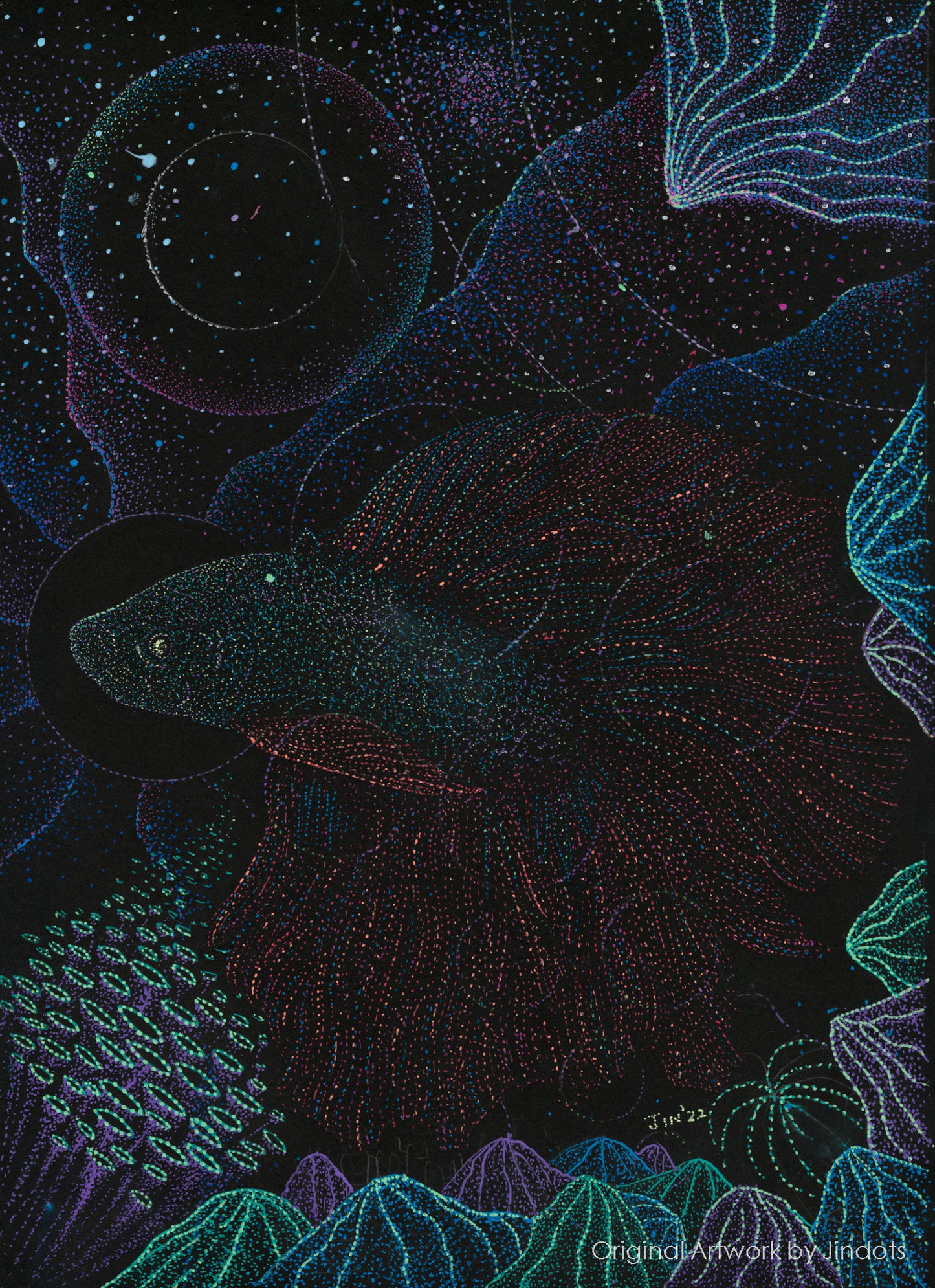 Beta Testing, Jindots, pens on paper, 2022