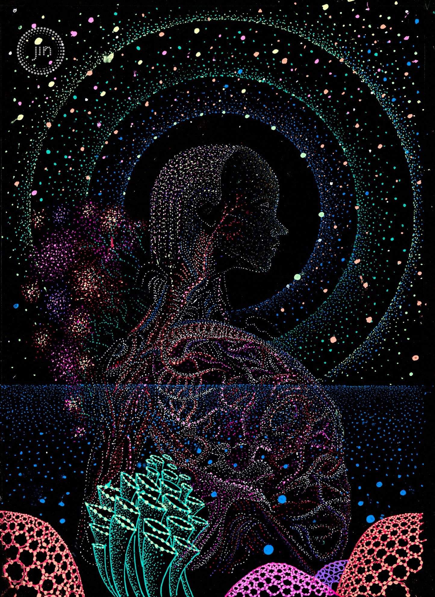 Psychedelic Mermaid - Original Artwork by Jindots