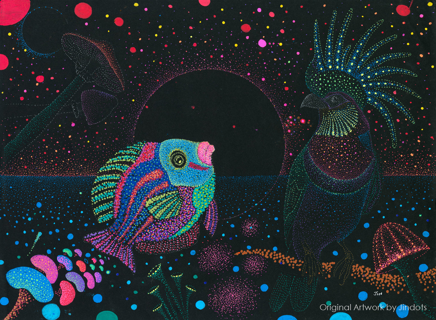 Aurora and Jyoti, Jindots, pens on paper, 2026