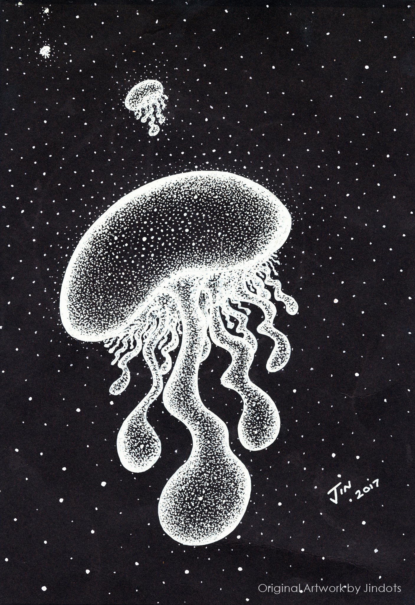 Deep Yellow Jelly, Jindots, pens on paper, 2017