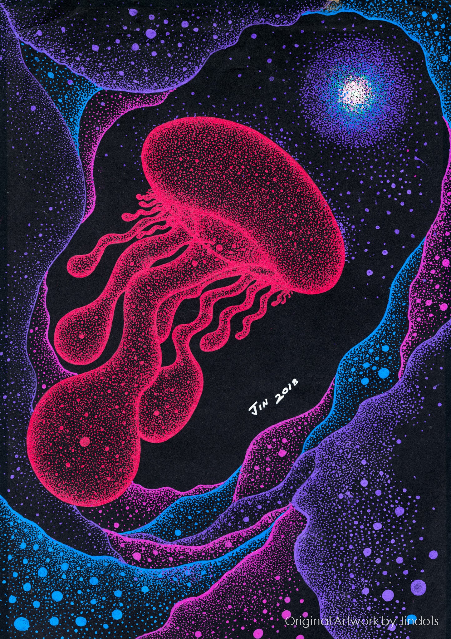 Jellyfish Abys, Jindots, pens on paper, 2018