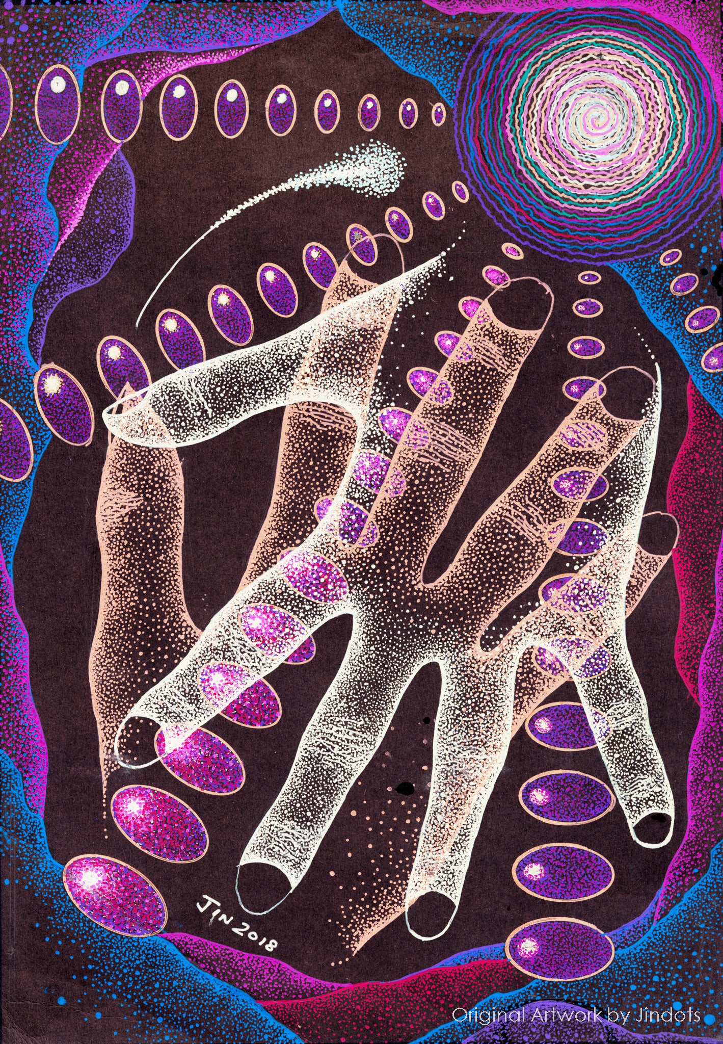 Meet, Jindots, pens on paper, 2018