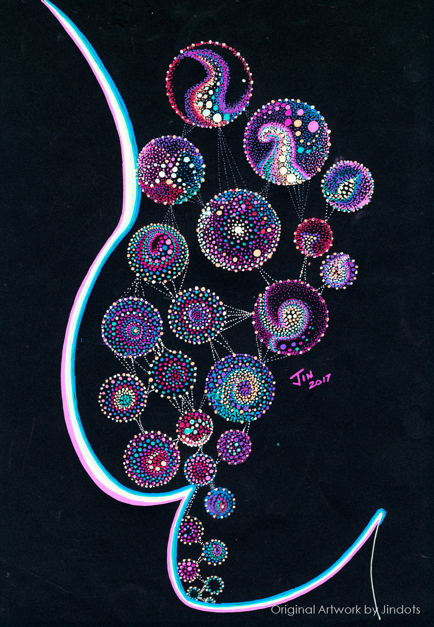 Rings, Jindots, pens on paper, 2017