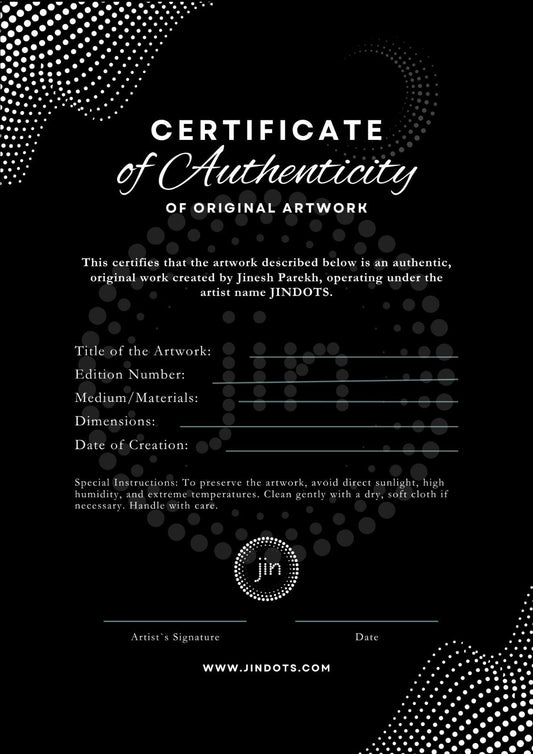 Certificate of authencity for artwork
