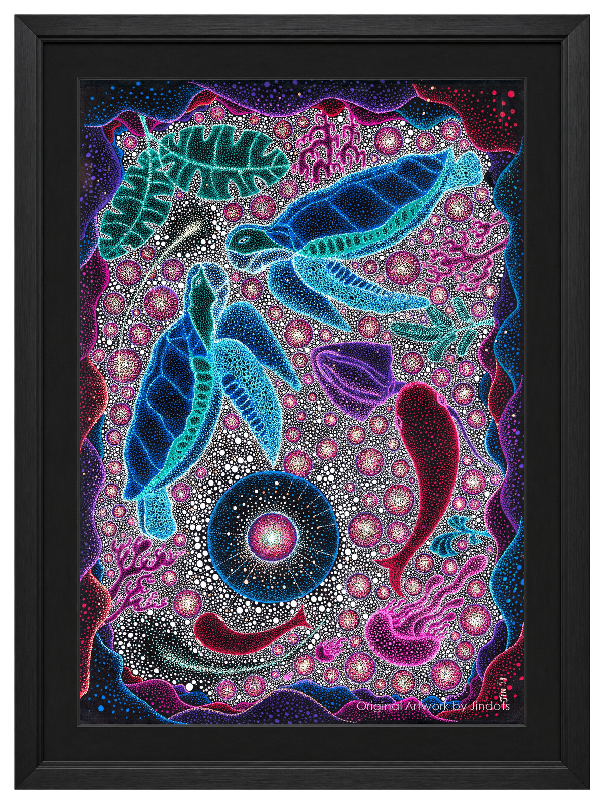 Turtle Wedding by Jinesh Parekh, black frame and black matting, 2019 Discovery.