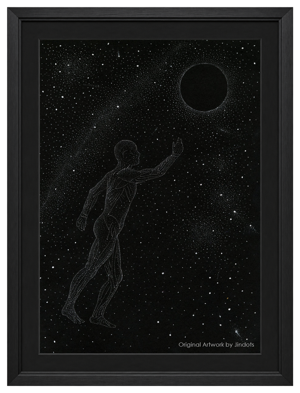 Rise by Jinesh Parekh, black frame and black matting, 2022 Joy.