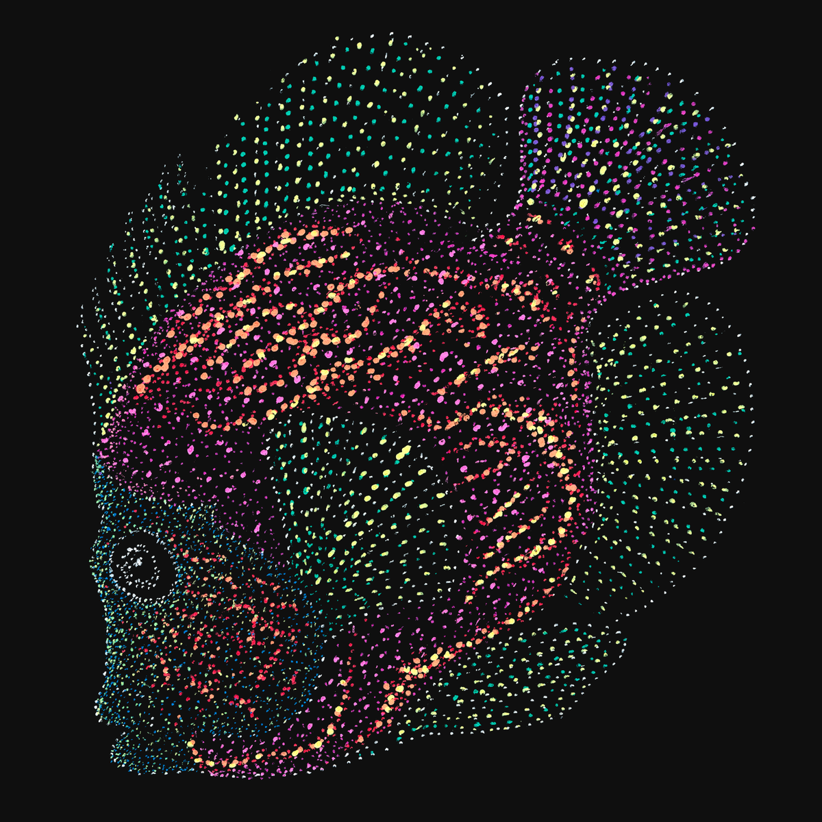 Oliver the Fish, Jindots underwater fish artwork for wearable art
