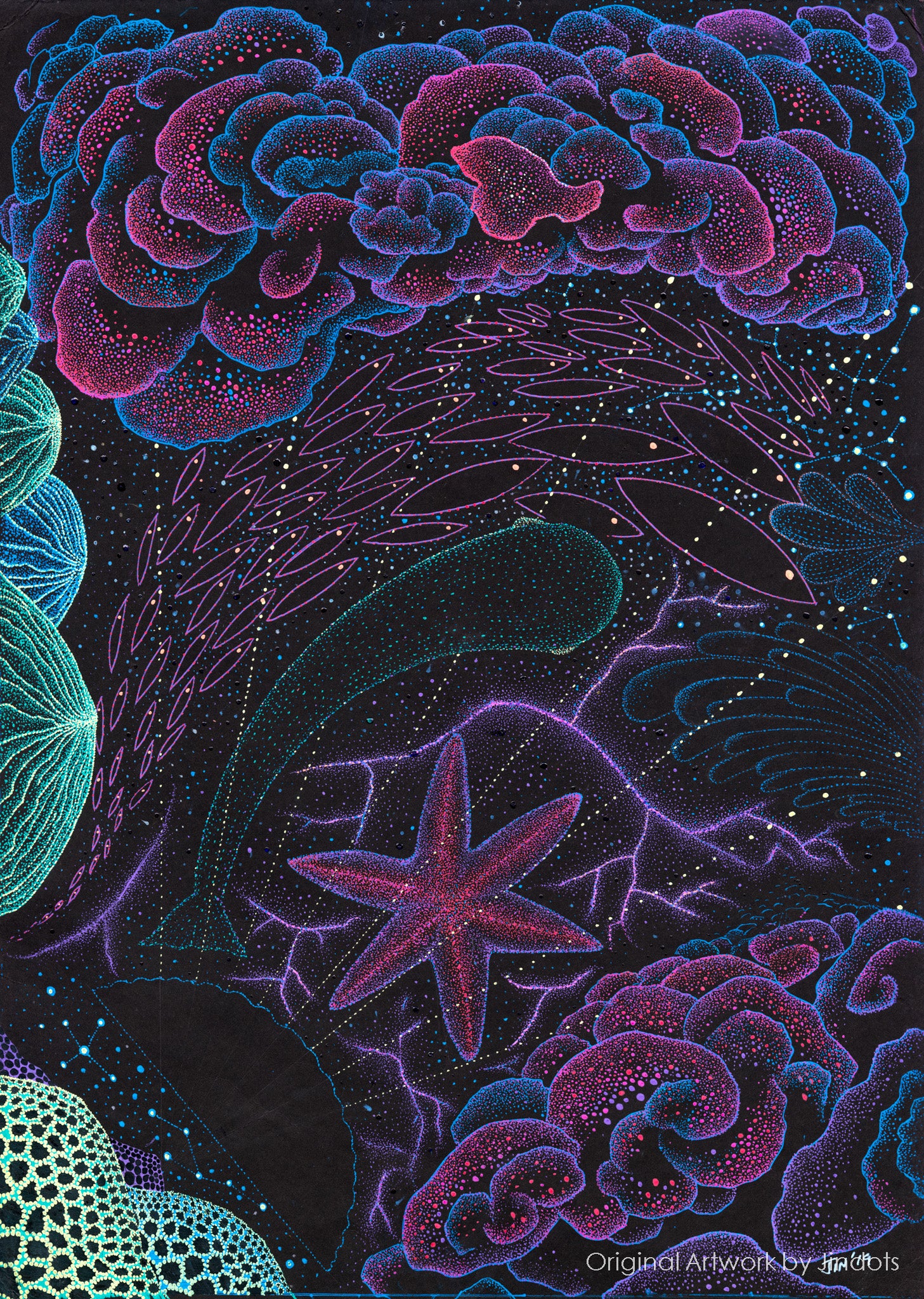 Coral Black Holes, Jindots, pens on paper, 2019