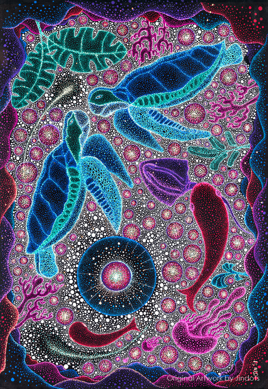 Turtle Wedding, Jindots, pens on paper, 2019