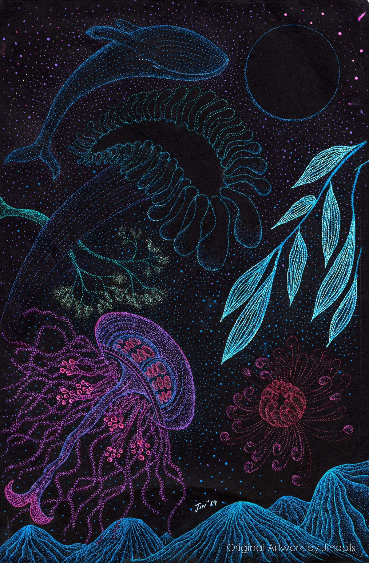Seaflower, Jindots, pens on paper, 2019