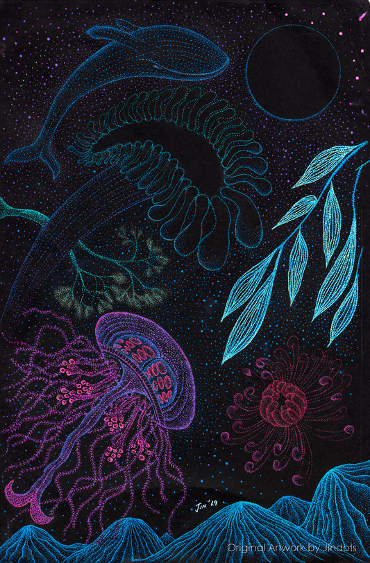 Seaflower, Jindots, pens on paper, 2019