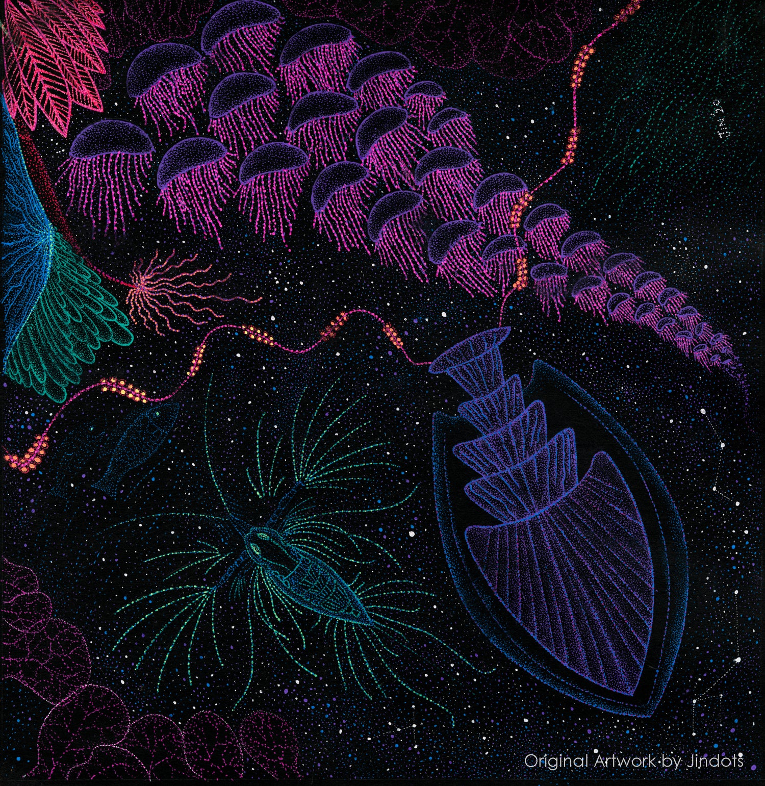 Marine Aliens, Jindots, pens on paper, 2020
