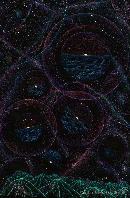 Sunset Bubbles, Jindots, pens on paper, 2020