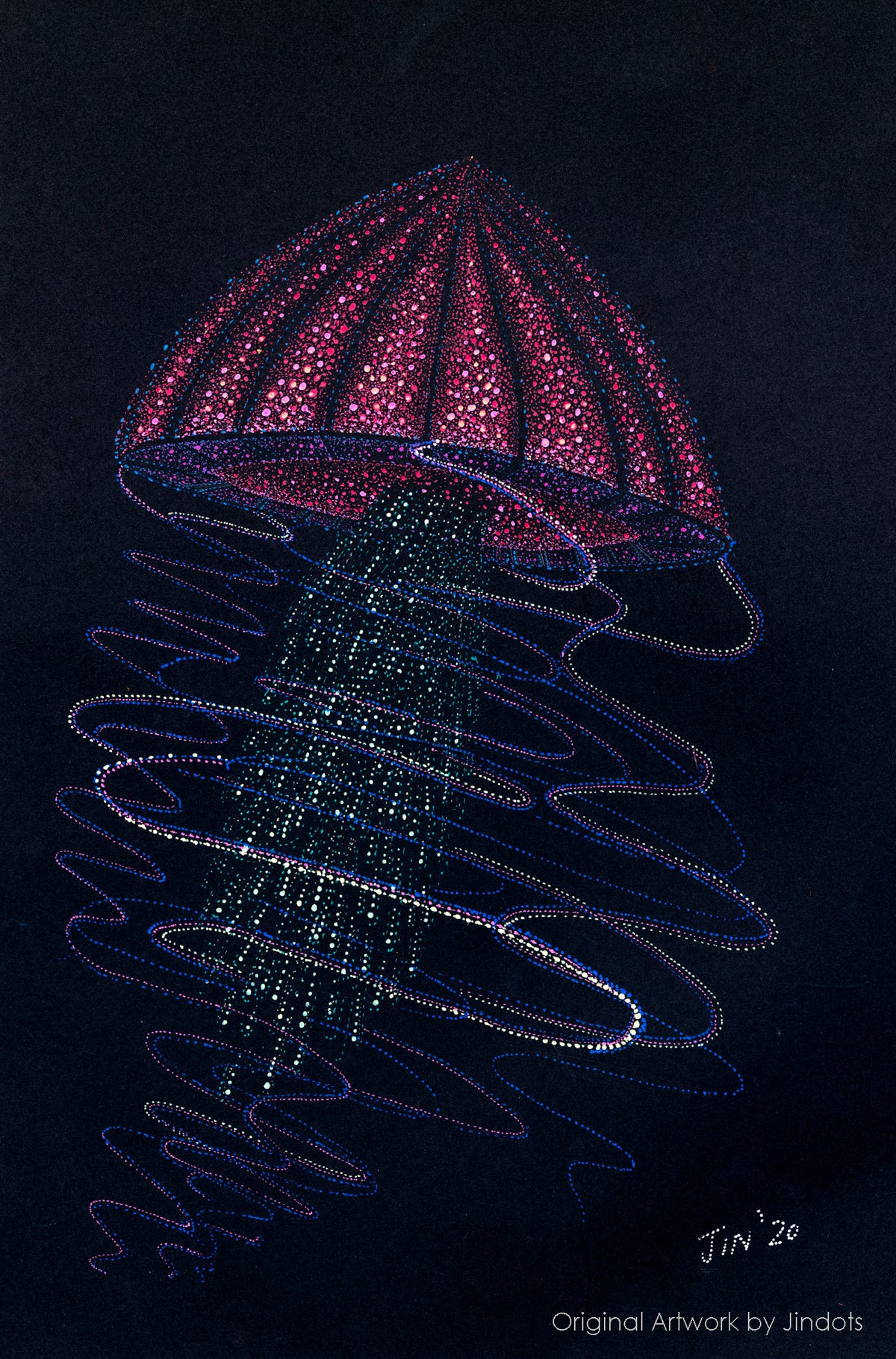 Pink Jelly, Jindots, pens on paper, 2020