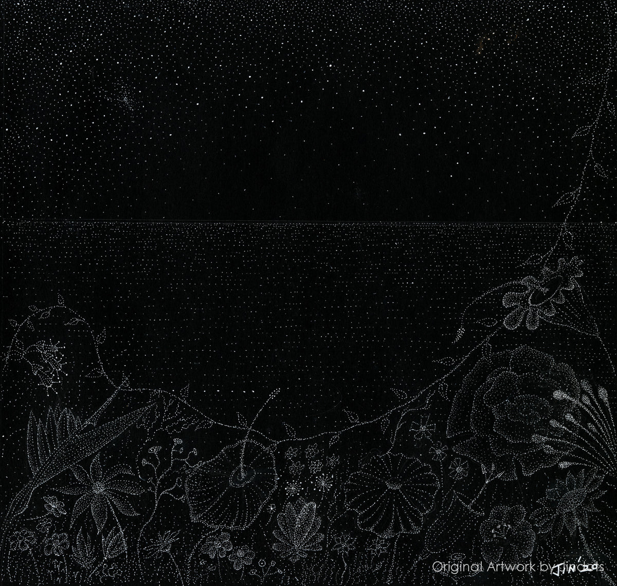 No Moon Magic, Jindots, pens on paper, 2020