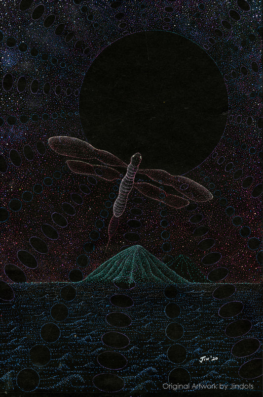 Dragon Superfly, Jindots, pens on paper, 2020