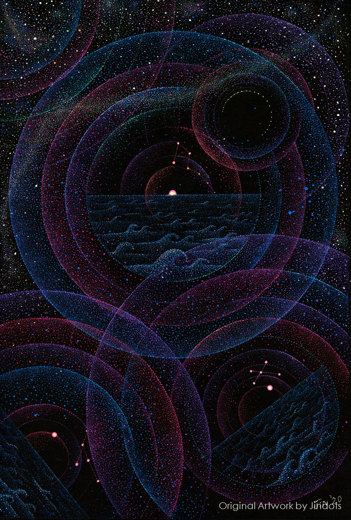 Alien Sunsets, Jindots, pens on paper, 2020
