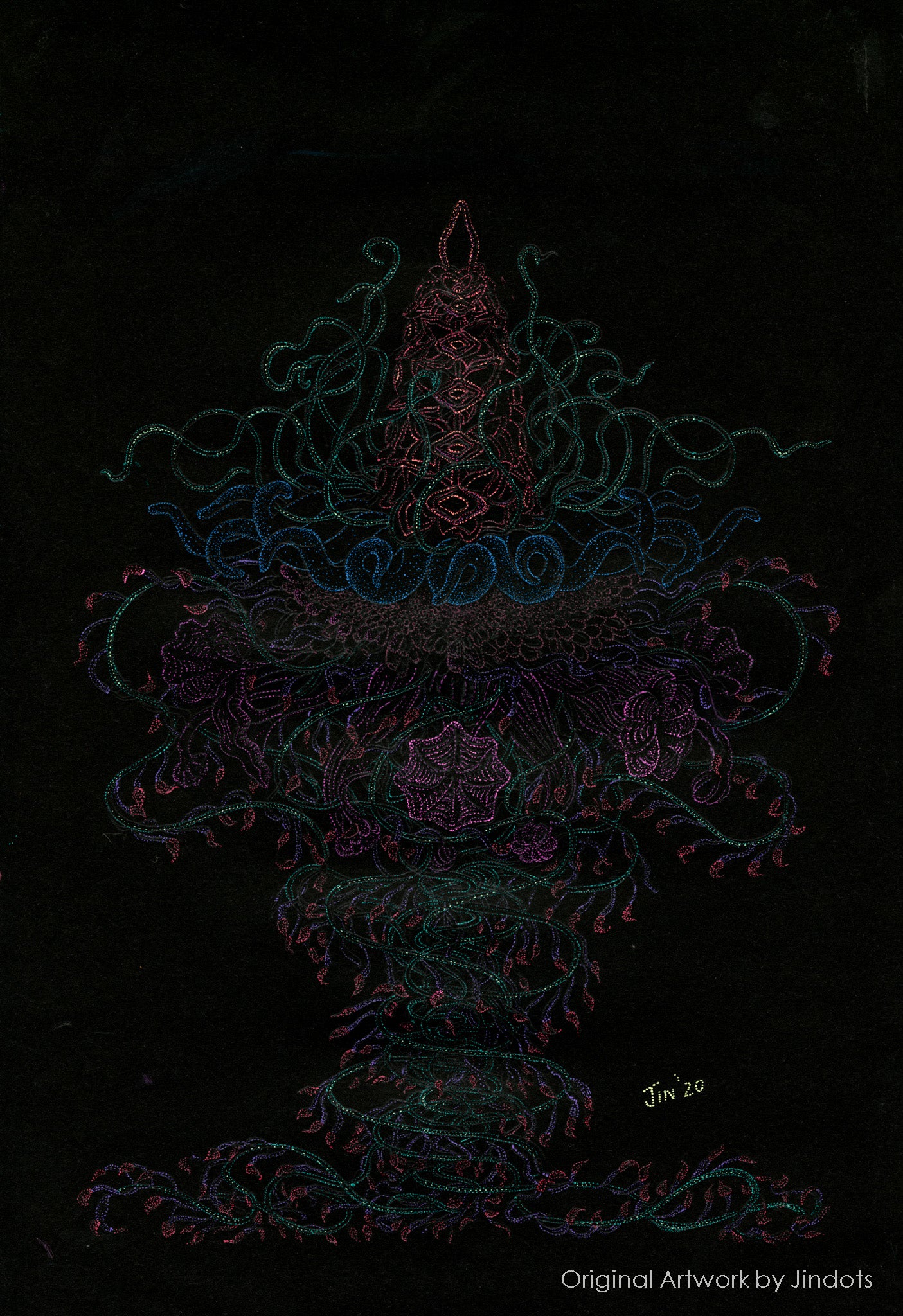 Haeckle's Jelly, Jindots, pens on paper, 2020