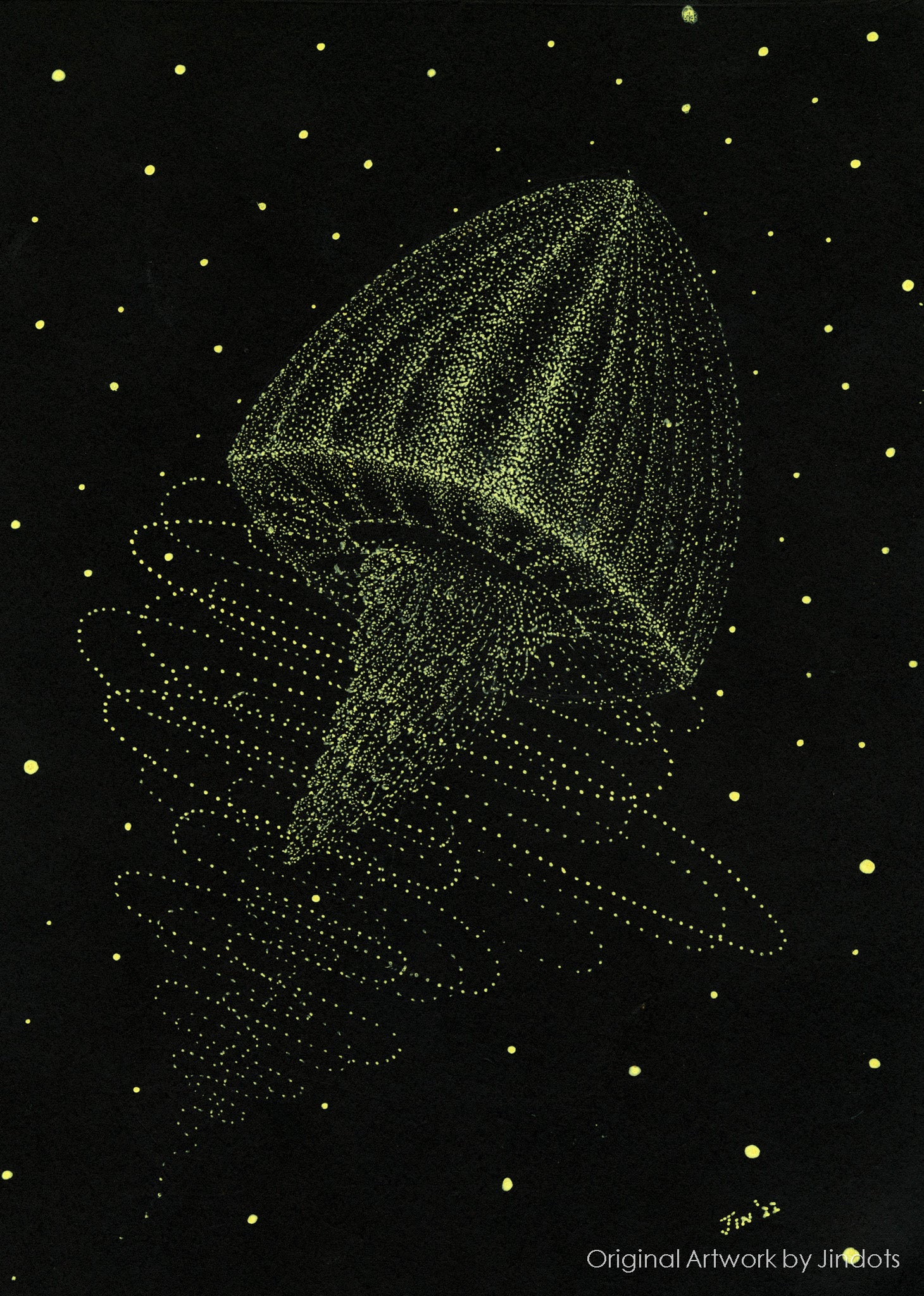 Jellyfish Tripping, Jindots, pens on paper, 2022