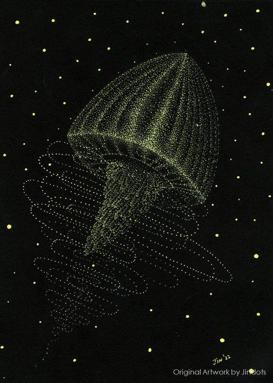 Jellyfish Tripping, Jindots, pens on paper, 2022