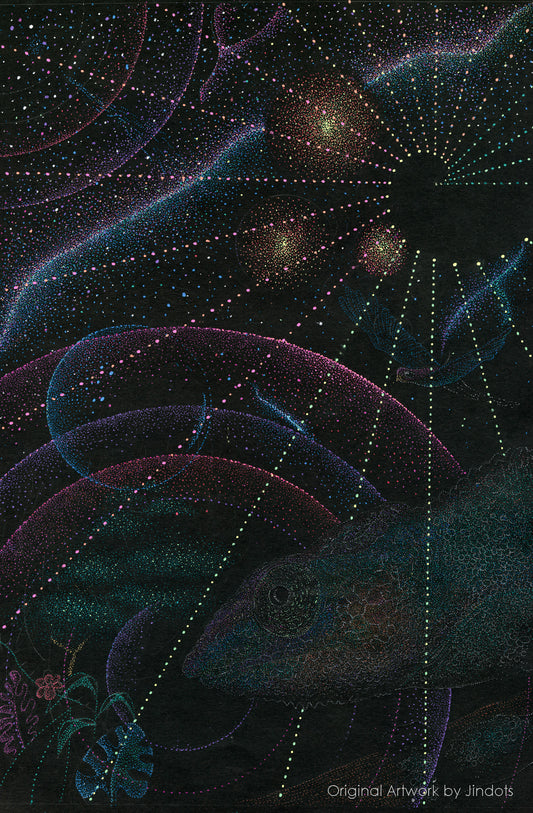 Adapt like a Chameleon, Jindots, pens on paper, 2022