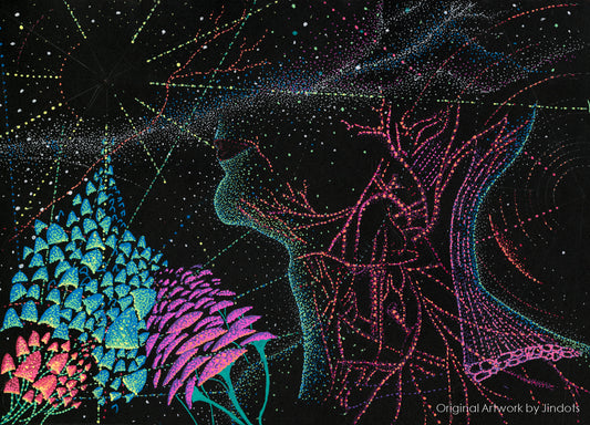 We are mycelium, Jindots, pens on paper, 2023