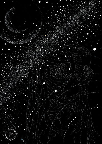 She is Cosmic - Original Artwork by Jindots