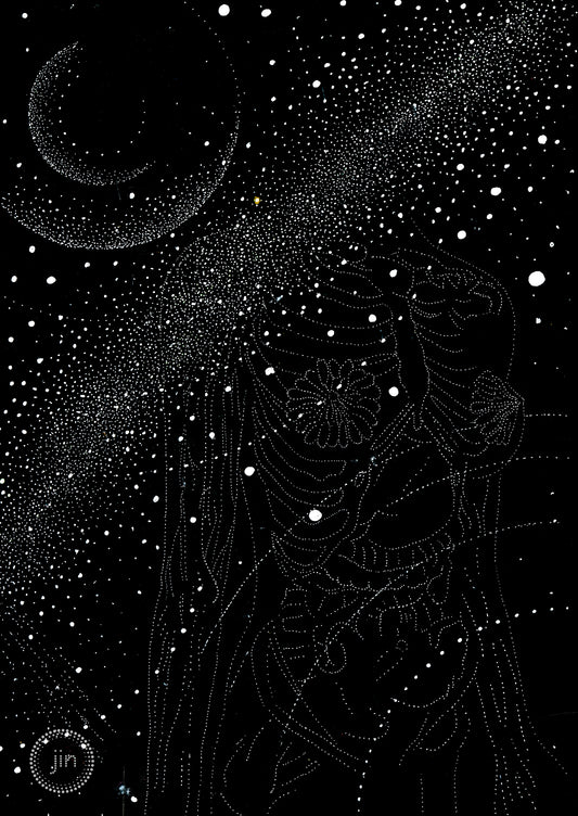 She is Cosmic - Original Artwork by Jindots