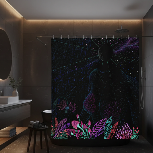 Shower curtain - Hand drawn design - Entheogenic