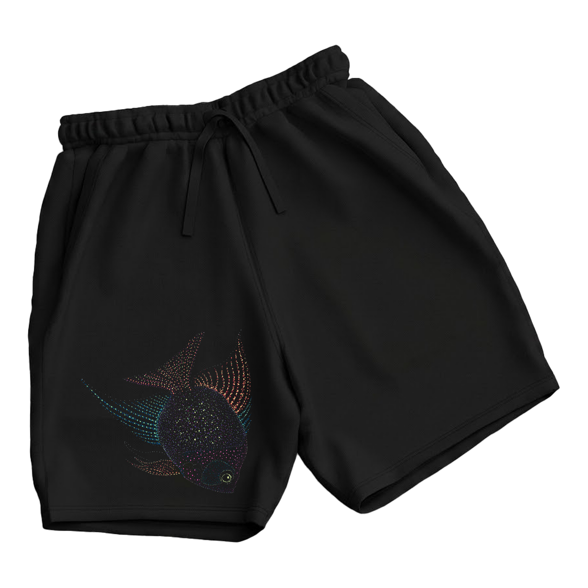 trekking-hiking-gym-shorts-for-men-Wildlife-nature-design-cotton-black-curiosity-fish