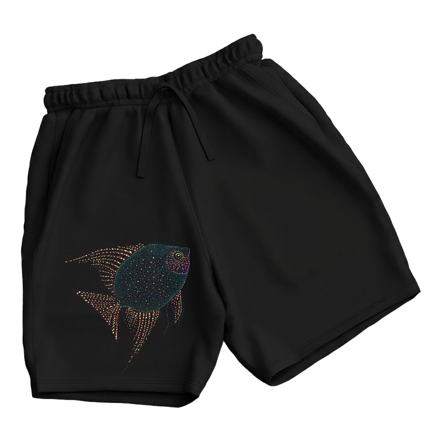trekking-hiking-gym-shorts-for-men-Wildlife-nature-design-cotton-black-wonder-fish