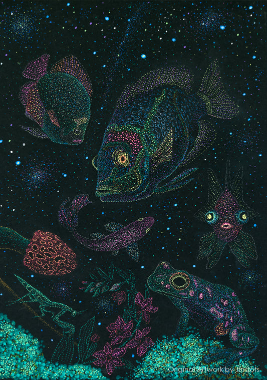 Astral Ocean, Jindots, pens on paper, 2025