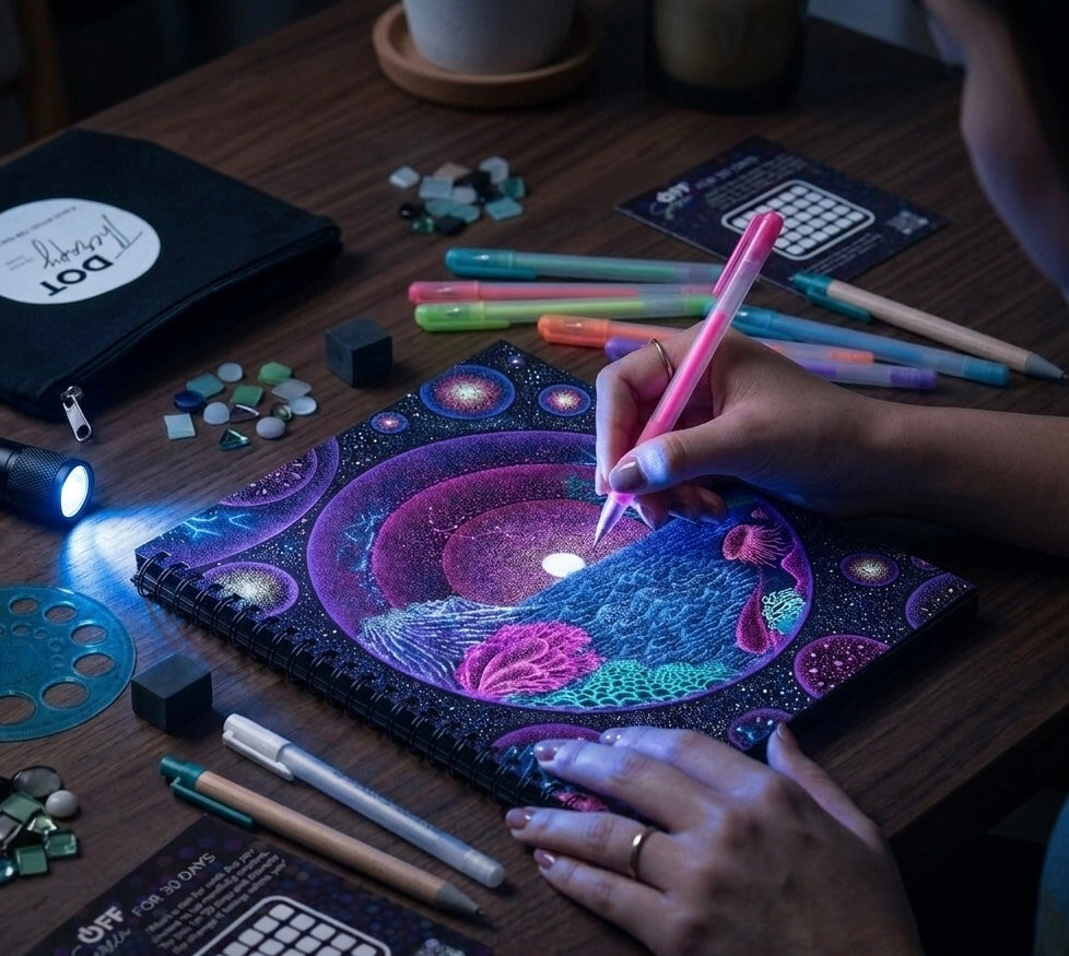 Dot Therapy: the screen-free creative ritual for reclaiming your focus.