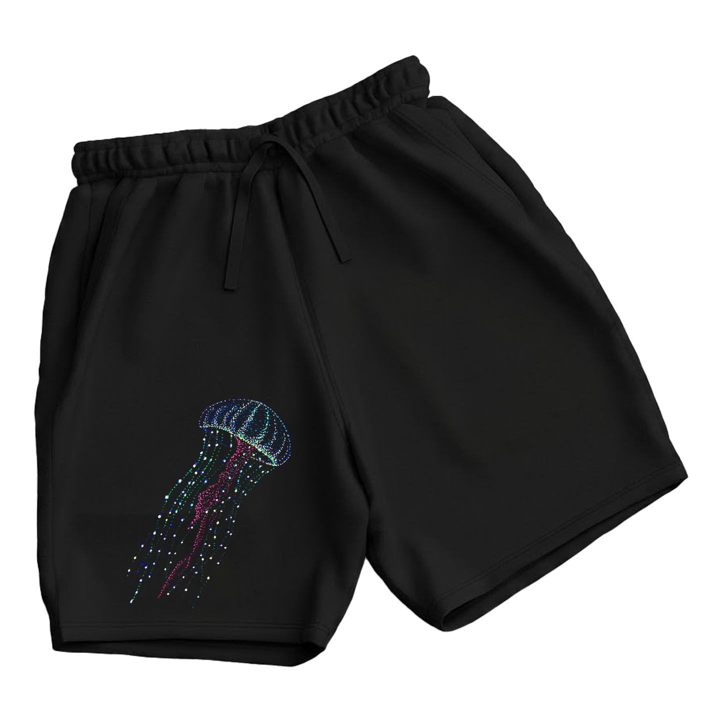 trekking-hiking-gym-shorts-for-men-Wildlife-nature-design-cotton-black-hanna-jellyfish