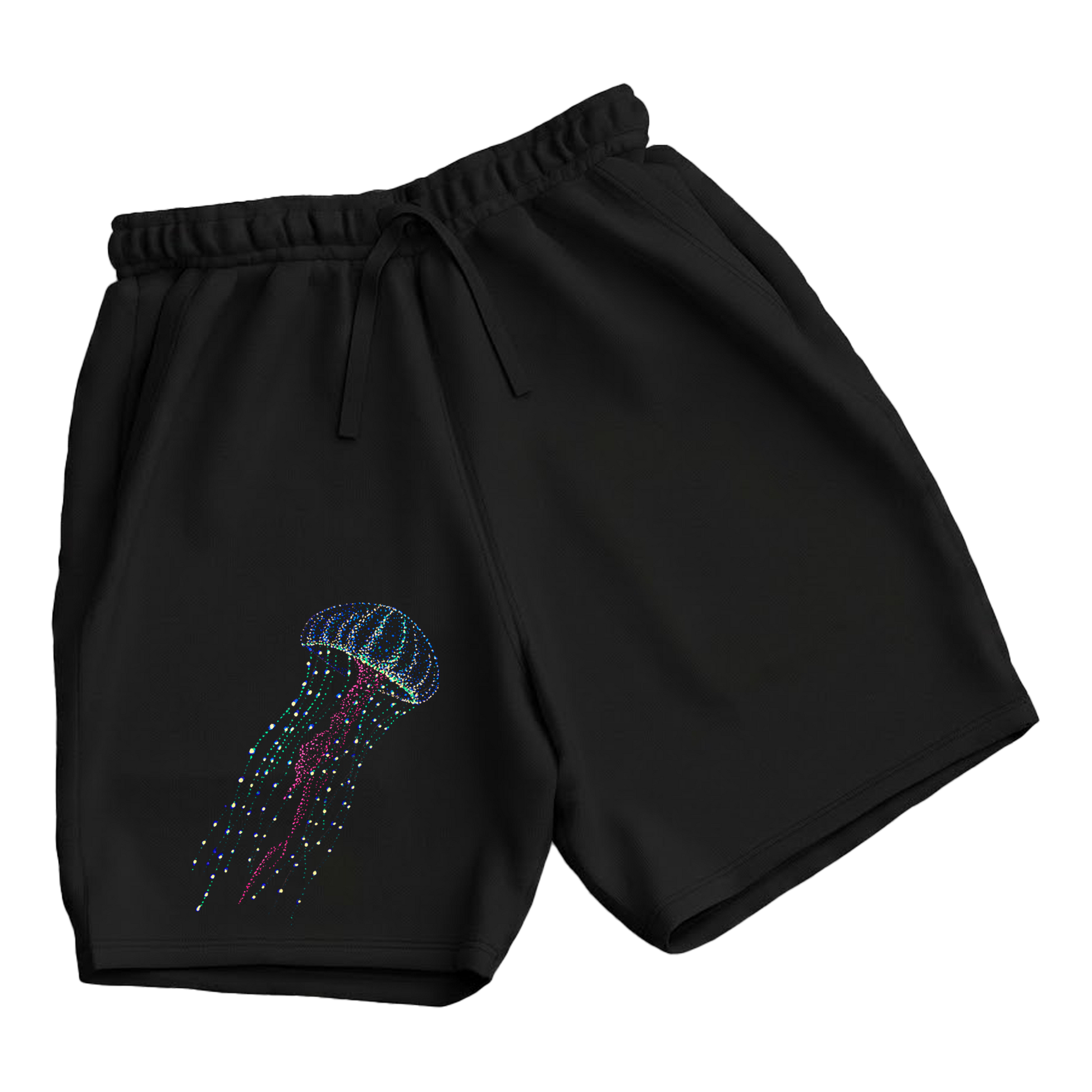 trekking-hiking-gym-shorts-for-men-Wildlife-nature-design-cotton-black-hanna-jellyfish