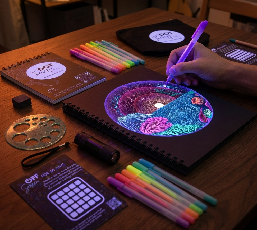 Dot Therapy: the screen-free creative ritual for reclaiming your focus.