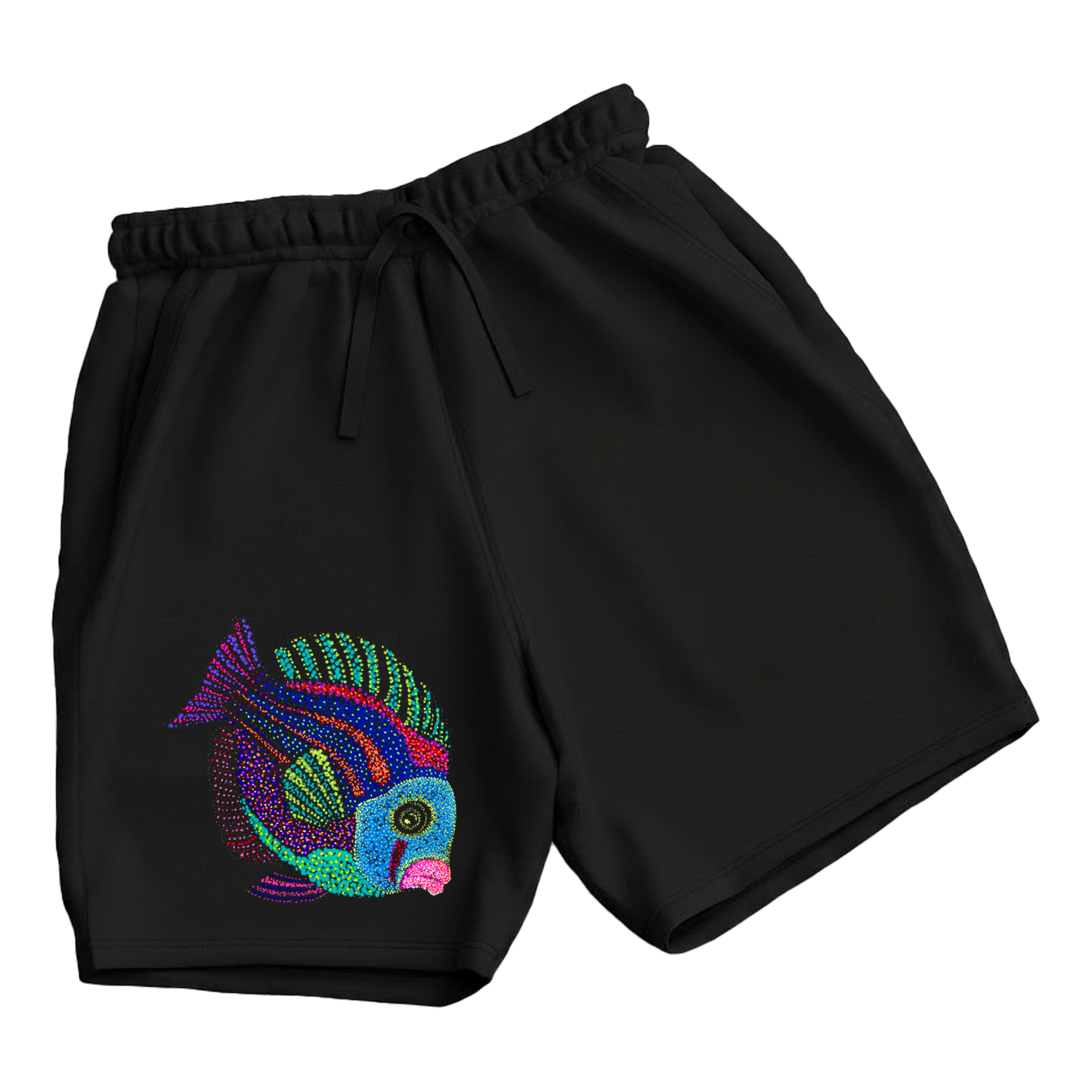 trekking-hiking-gym-shorts-for-men-Wildlife-nature-design-cotton-black-jyoti-fish