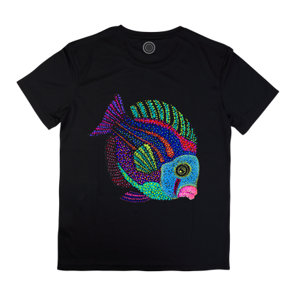 black-t-shirt-top-women-female-wildlife-nature-design-jyoti-fish