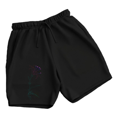 trekking-hiking-gym-shorts-for-men-Wildlife-nature-design-cotton-black-lisa-flower