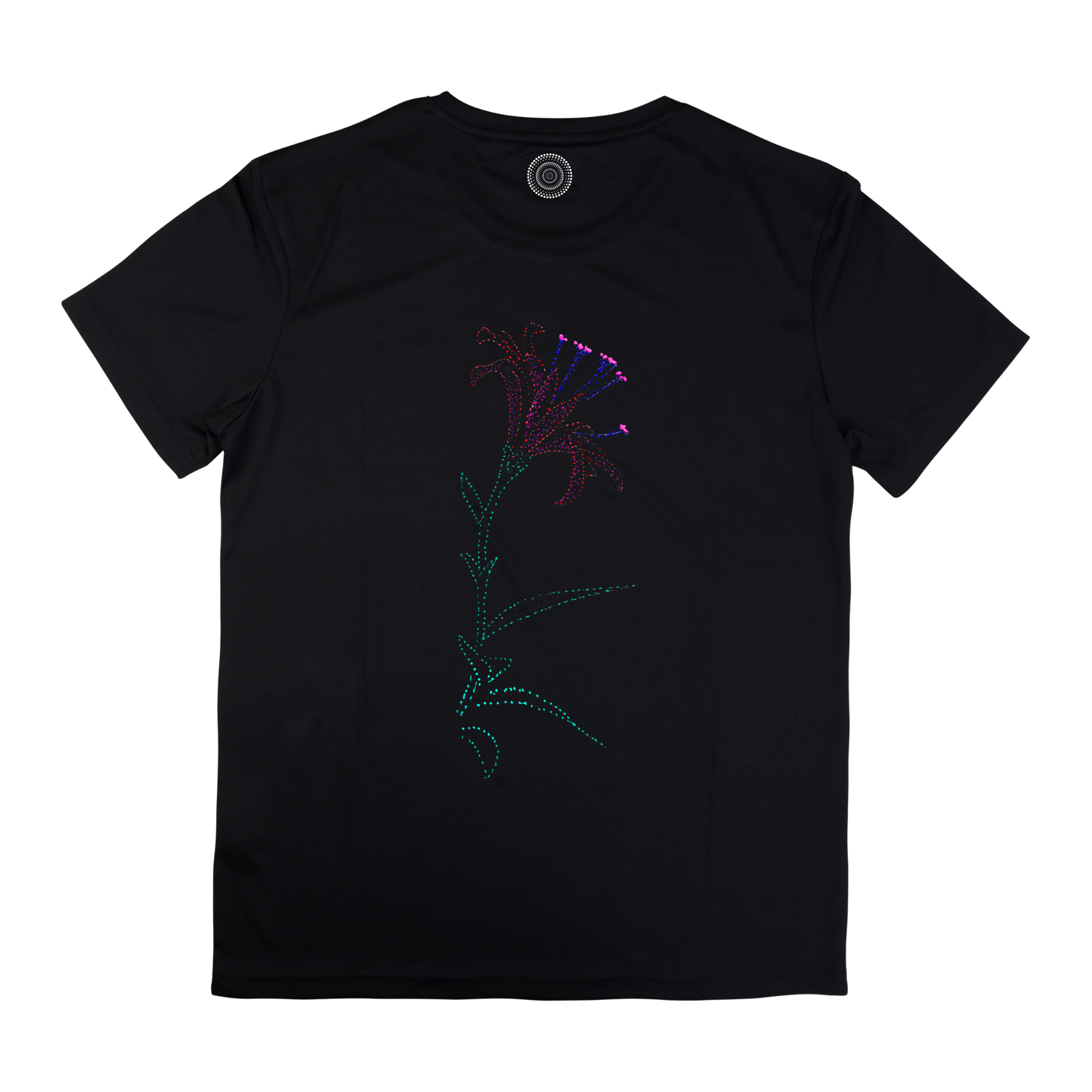 black-t-shirt-top-women-female-wildlife-nature-design-lisa-flower