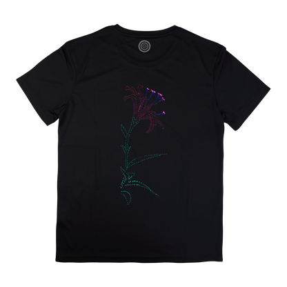 black-t-shirt-top-women-female-wildlife-nature-design-lisa-flower