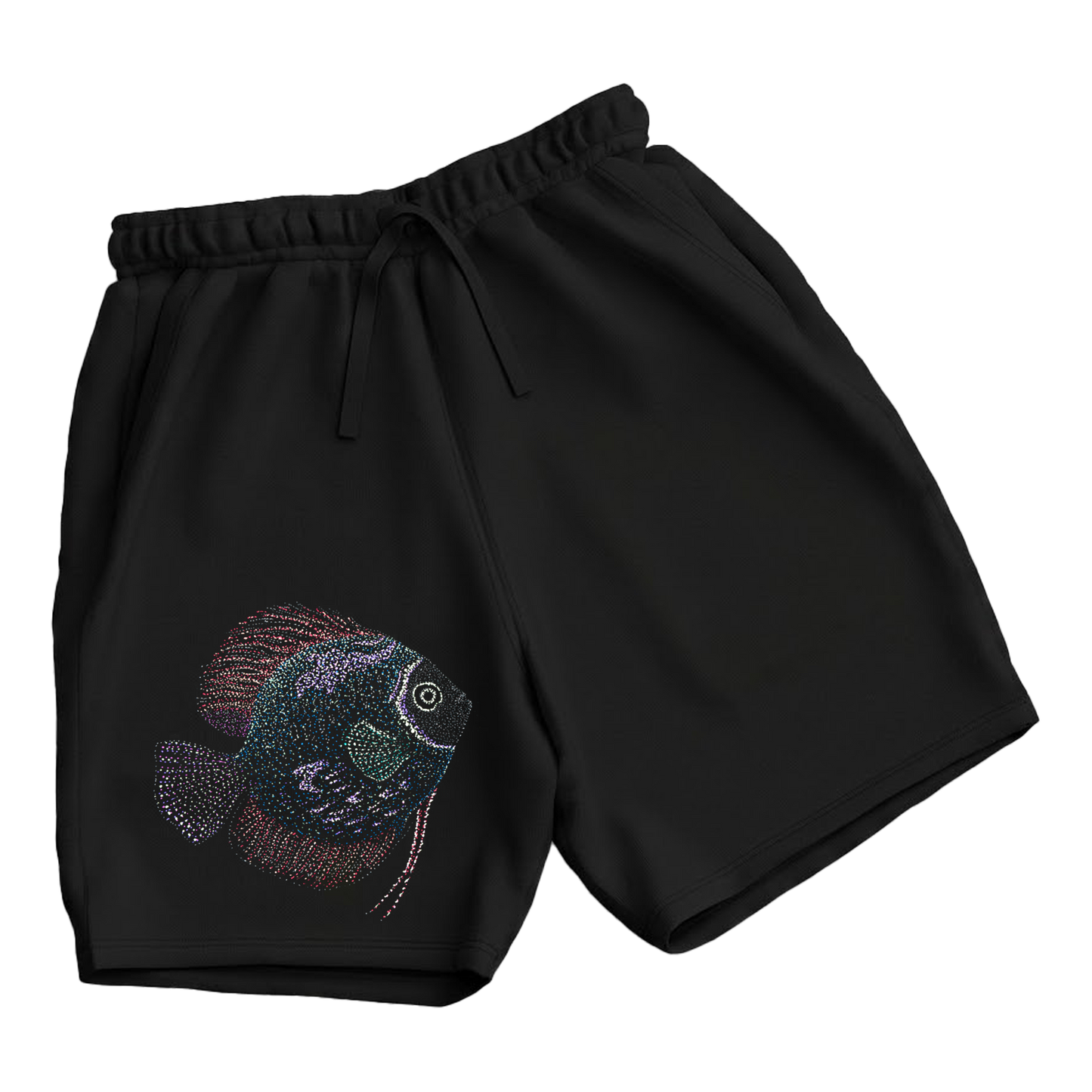 trekking-hiking-gym-shorts-for-men-Wildlife-nature-design-cotton-black-martin-fish
